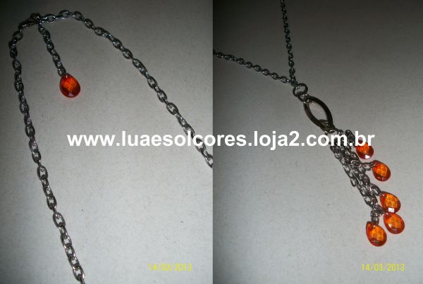 Colar Pingente Gotas Coral