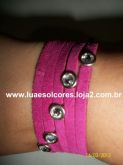 Fio de Camurça Rosa com Strass